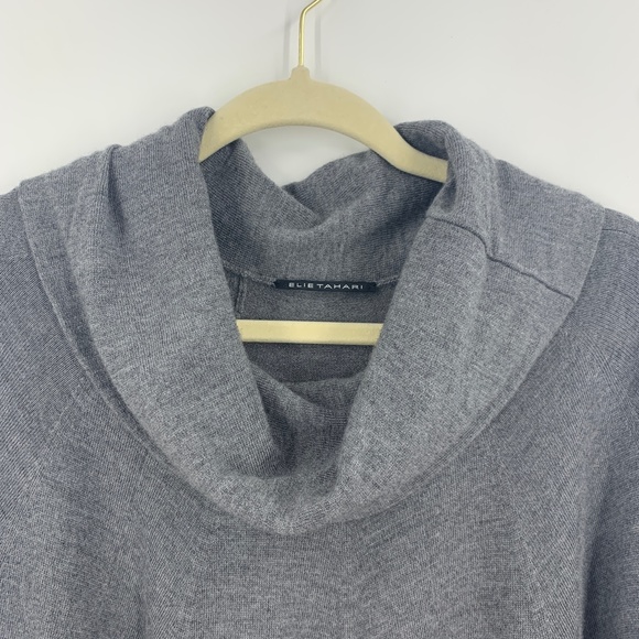 Elie Tahari Cowl Neck Merino Wool Cape Poncho Sweater One Size - Picture 6 of 10
